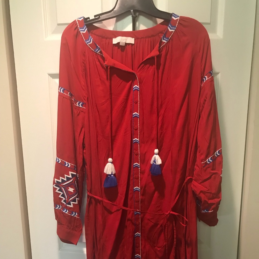 Red and blue Loft dress NWOT